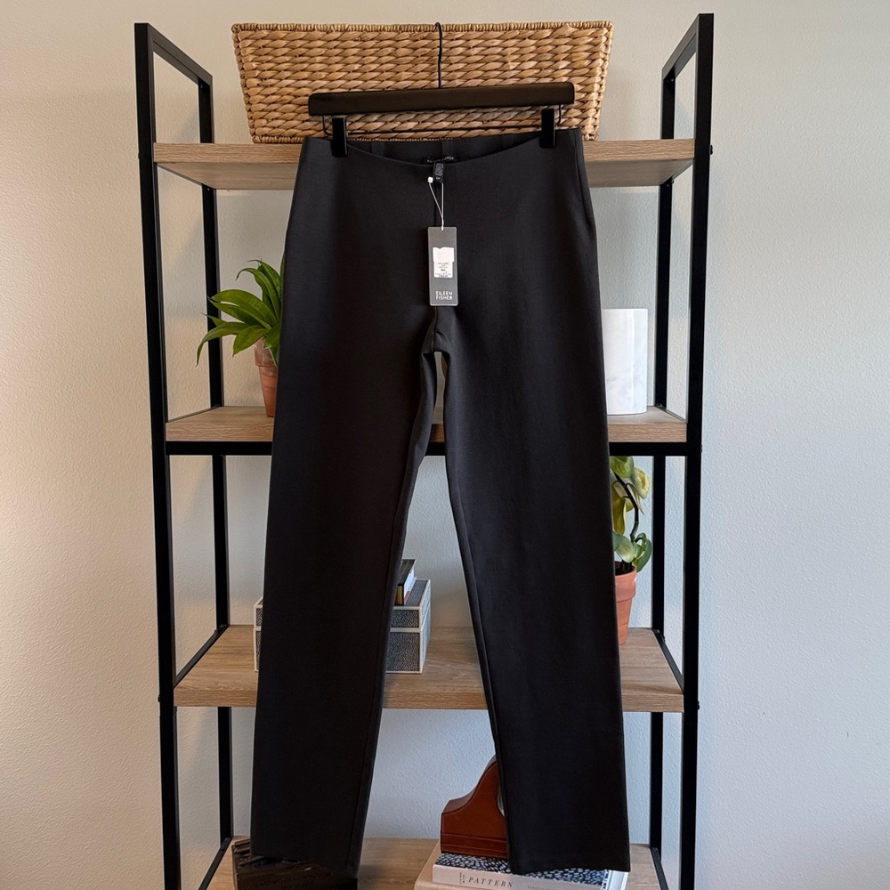 NWT Eileen Fisher Heavyweight Rayon Knit Mid-Rise Gray Knit Pull On Slim Pant S